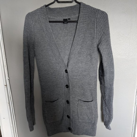 Grey Knit Cardigan with Elbow Pads - Picture 4 of 6